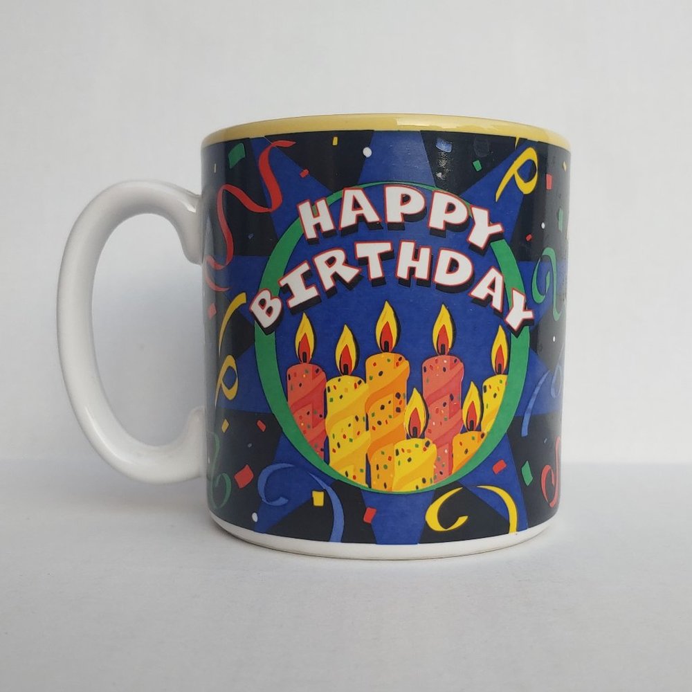 Vintage Happy Birthday Candle Coffee Mug